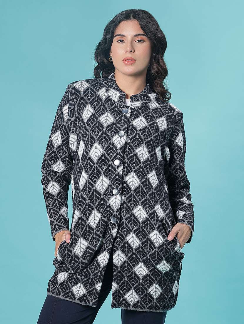 women self design long sleeve cardigan - 21975859 -  Standard Image - 1