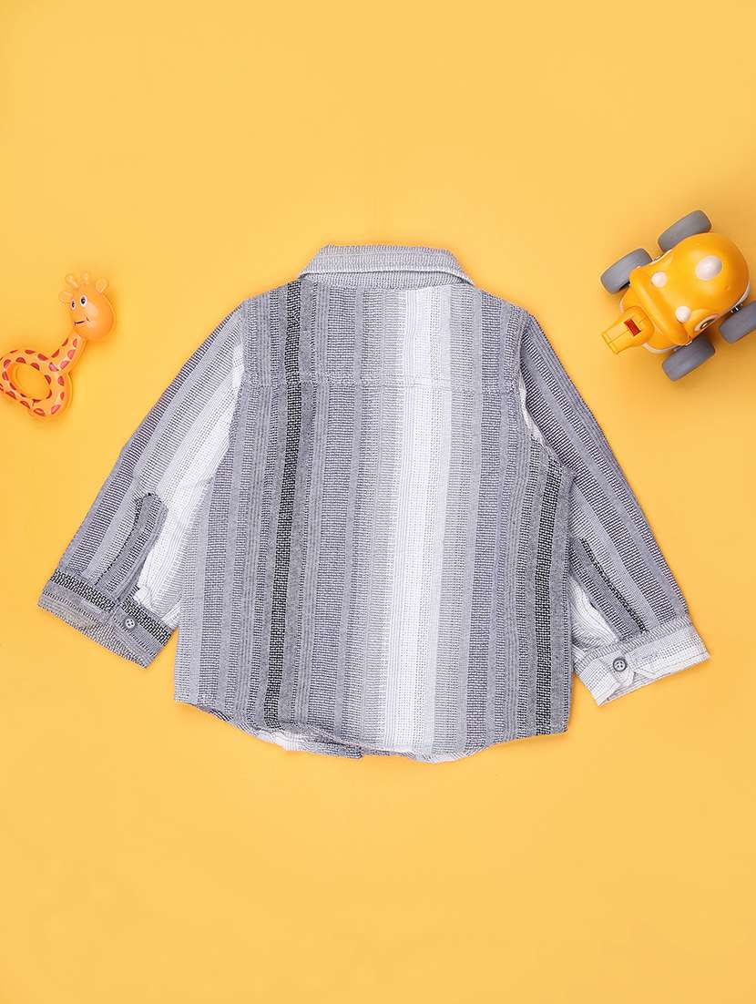 boys striped cuban collared long sleeve shirt - 21975972 -  Standard Image - 1