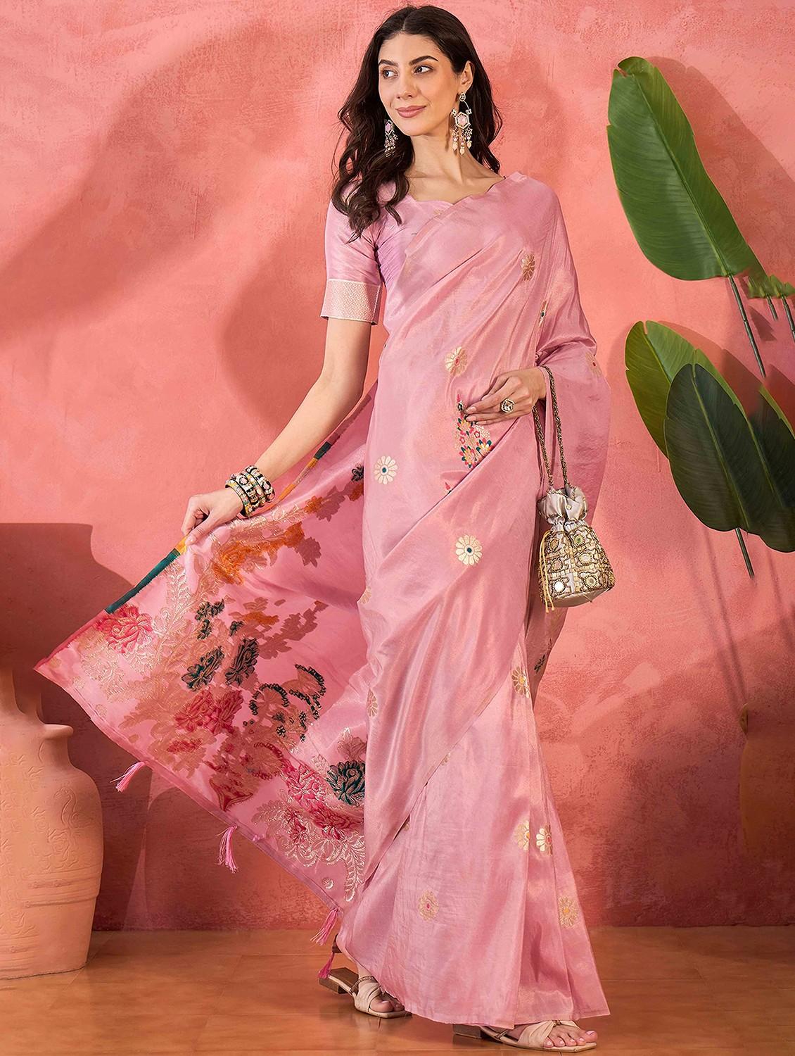 women floral banarasi saree with blouse - 21976104 - Standard Image - 1