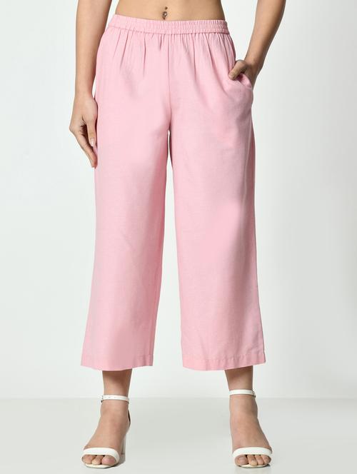 women solid mid rise straight fit palazzo - 21976176 - Standard Image - 0
