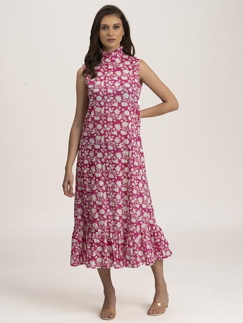 women floral print sleeveless tiered dress - 21976211 - Standard Image - 0