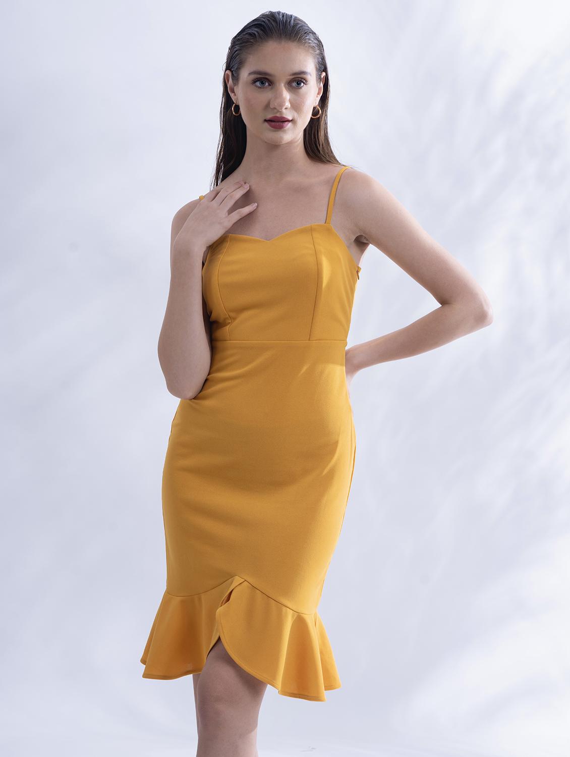 women solid shoulder strap bodycon dress - 21976218 -  Standard Image - 1