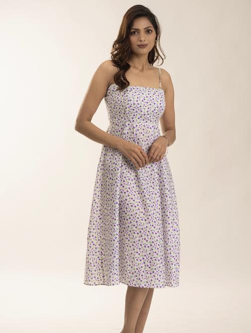 women floral print shoulder strap a-line dress - 21976225 - Standard Image - 0
