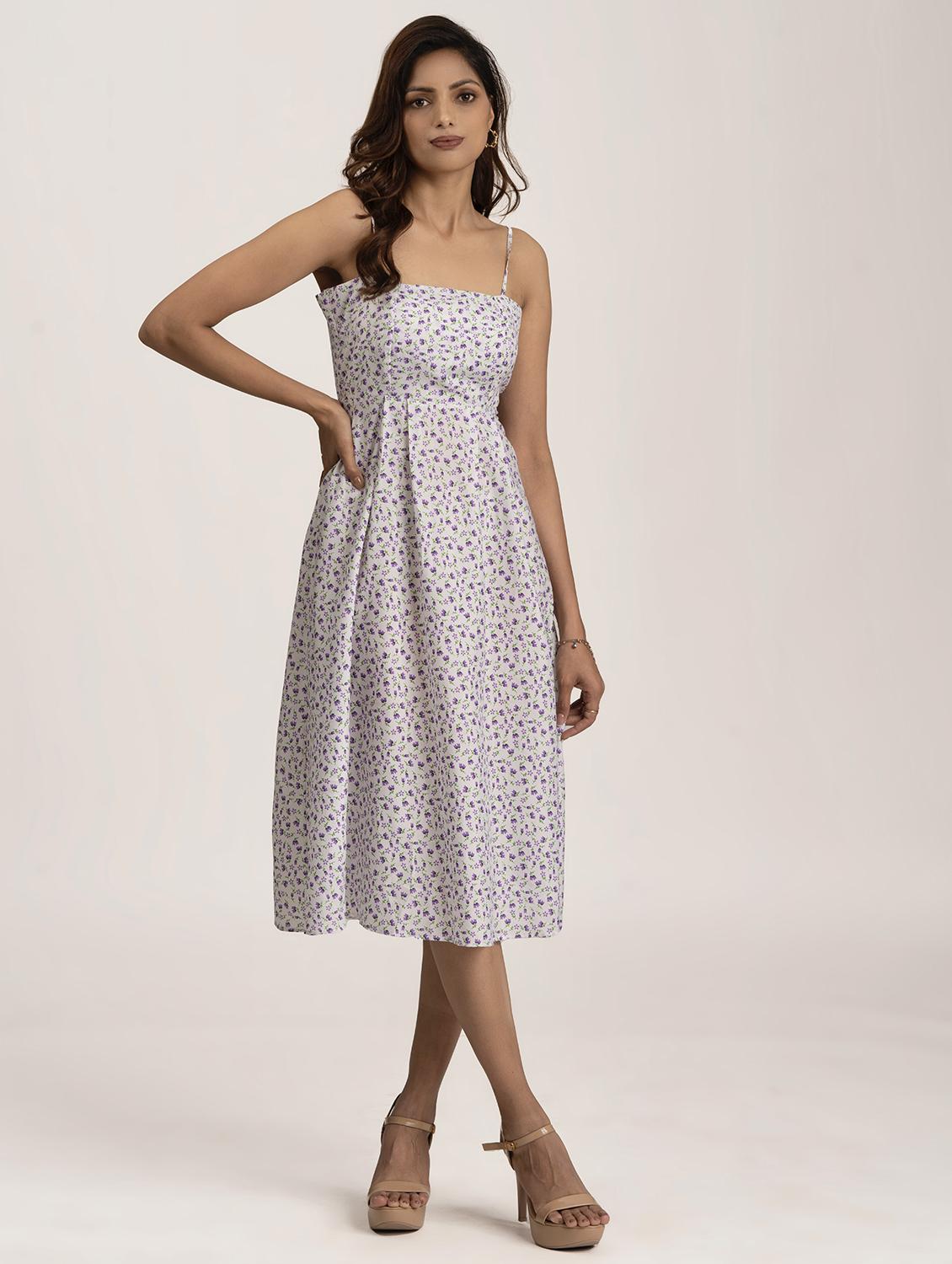 women floral print shoulder strap a-line dress - 21976225 -  Standard Image - 1