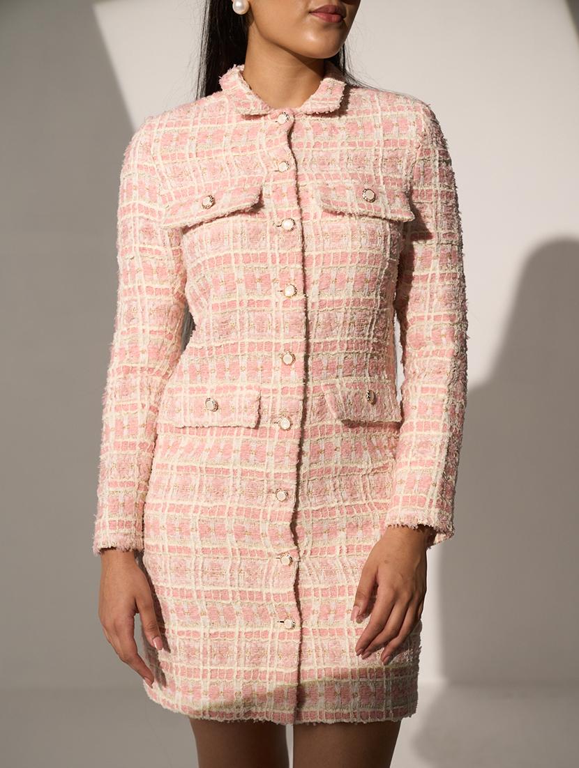 women self designed long sleeve collared shirt dress - 21976240 - Standard Image - 4