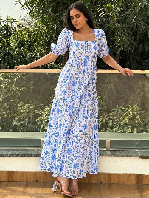 women floral print puff sleeve tiered maxi dress - 21976253 -  Standard Image - 0