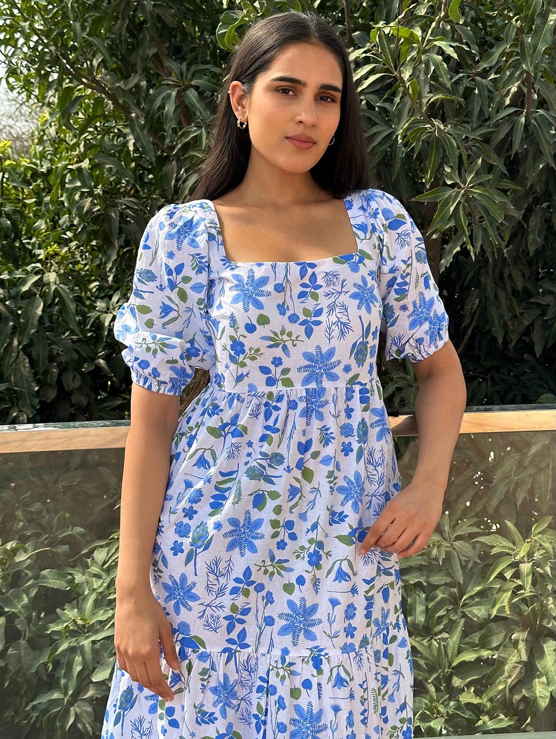 women floral print puff sleeve tiered maxi dress - 21976253 - Standard Image - 4