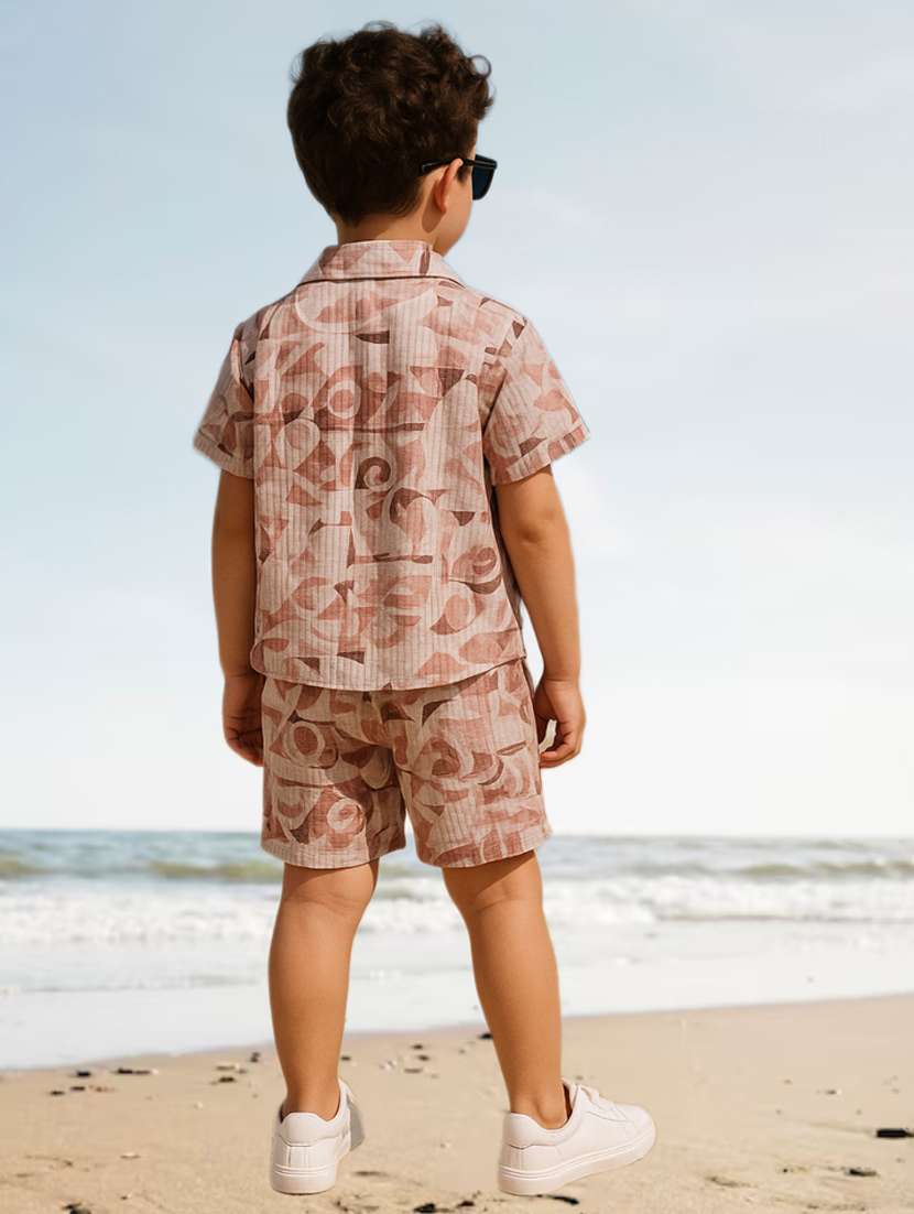 boys printed shirt & shorts co-ord set - 21976324 -  Standard Image - 1