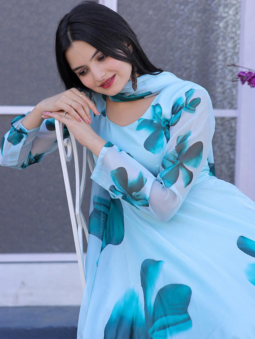 women floral printed long sleeve kurta dupatta set - 21976327 - Standard Image - 1
