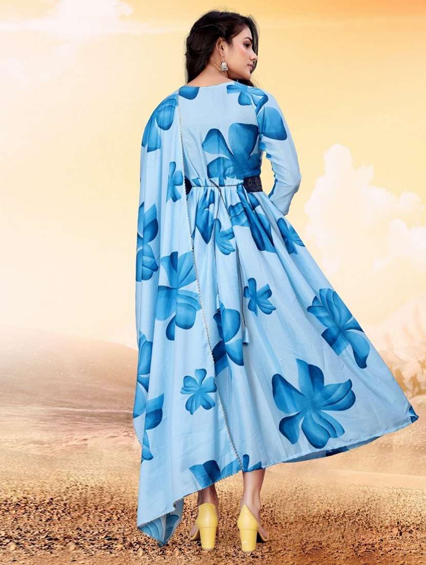 women floral printed three quarter sleeve kurta dupatta set - 21976347 -  Standard Image - 1