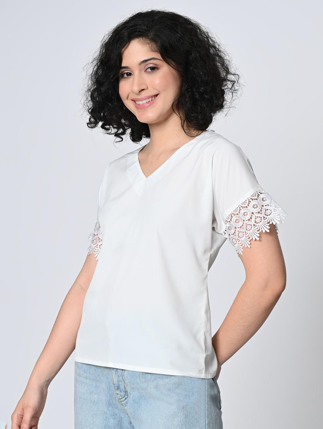 women white soldi lace detailed regular top - 21976378 -  Standard Image - 1