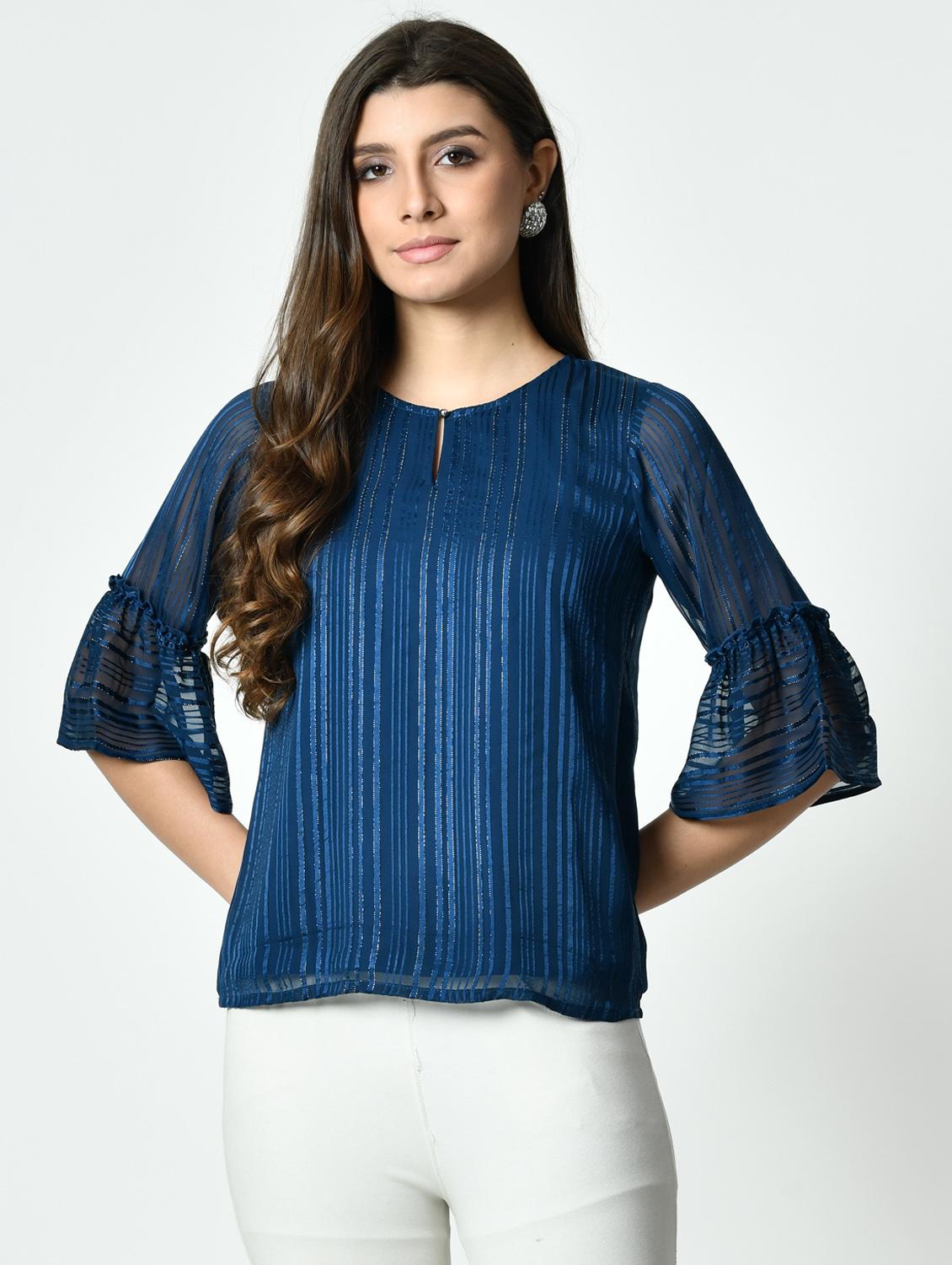 women self designed bell sleeve regular top - 21976384 - Standard Image - 1