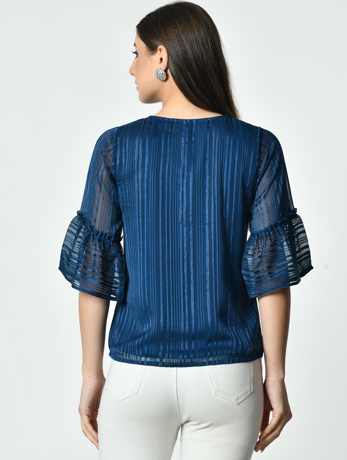women self designed bell sleeve regular top - 21976384 - Standard Image - 4