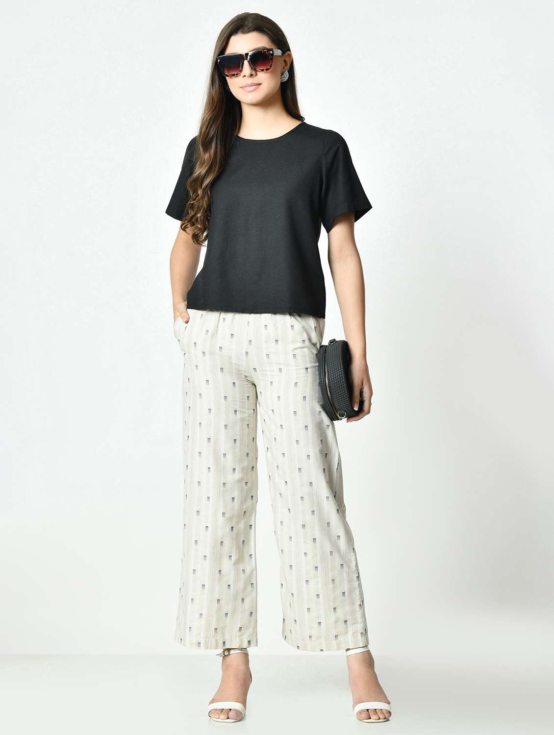 women printed mid rise straight palazzo - 21976386 - Standard Image - 1