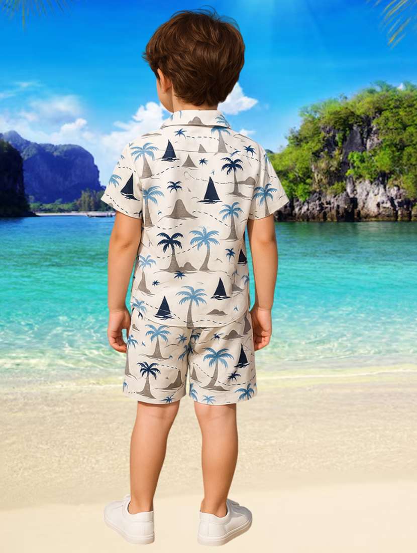 boys printed shirt & shorts co-ord set - 21976402 -  Standard Image - 1