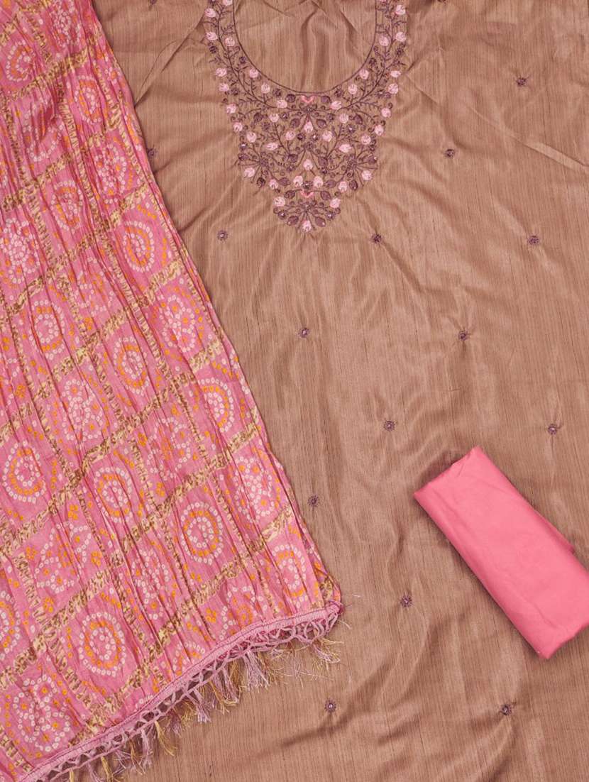 women solid with work embroidered unstitched suit set - 21976413 -  Standard Image - 1