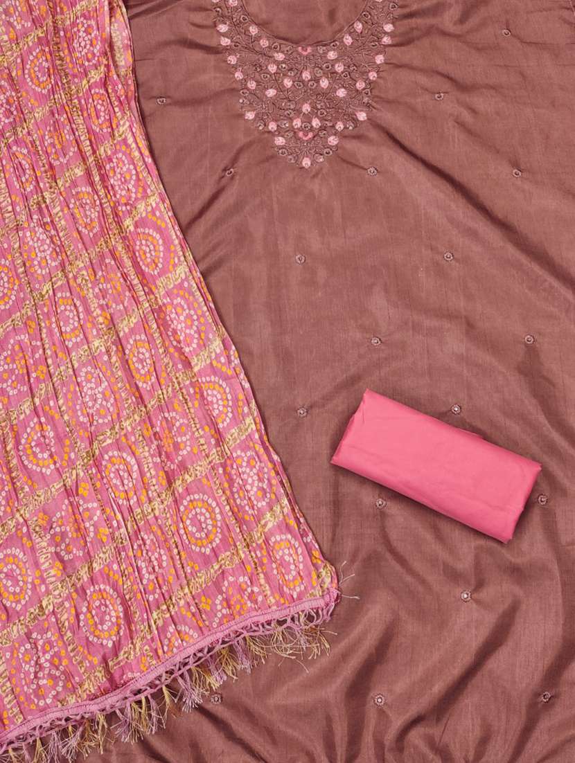 women solid with work embroidered unstitched suit set - 21976414 -  Standard Image - 1