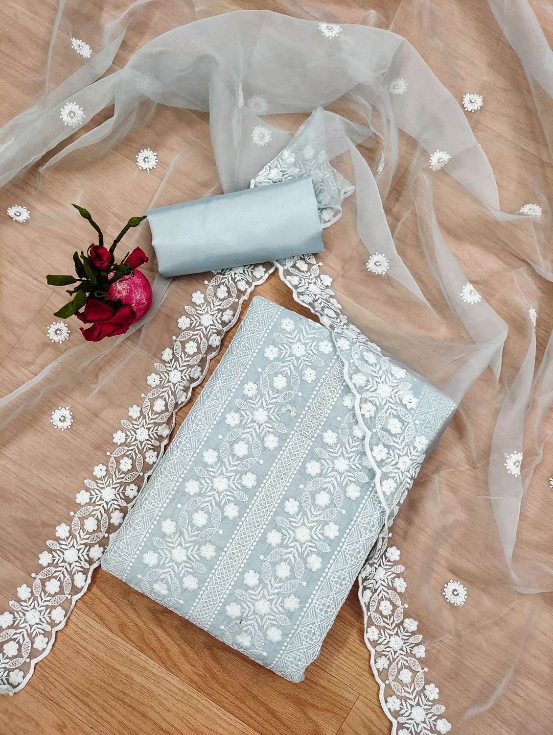 women solid with work embroidered unstitched suit set - 21976428 -  Standard Image - 1