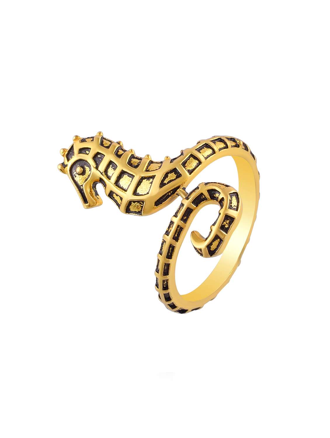gold plated seahorse patterned statement ring - 21976543 -  Standard Image - 1