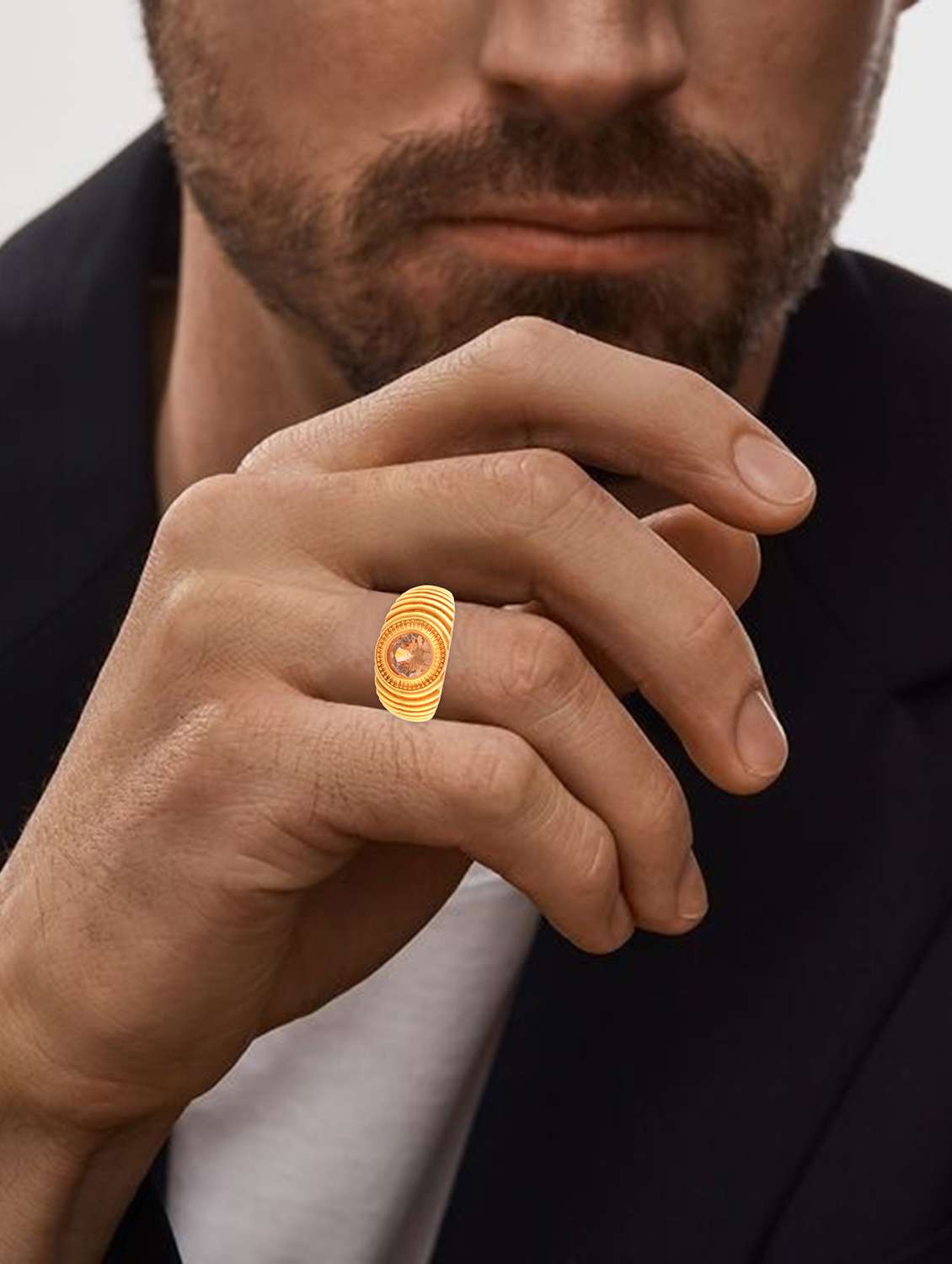 mne gold plated ring with stone - 21976544 -  Standard Image - 4