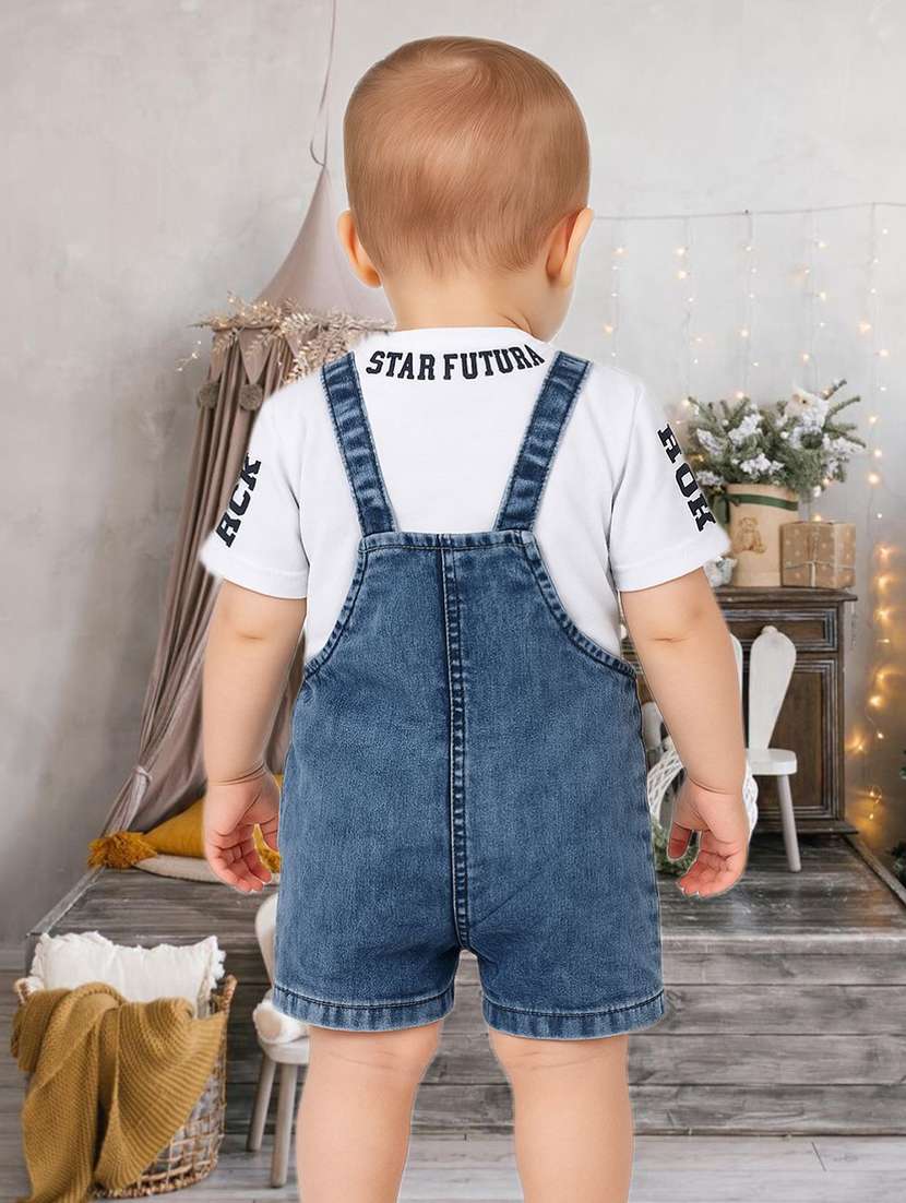 boys printed t-shirt & dungaree casual wear set - 21976563 -  Standard Image - 1