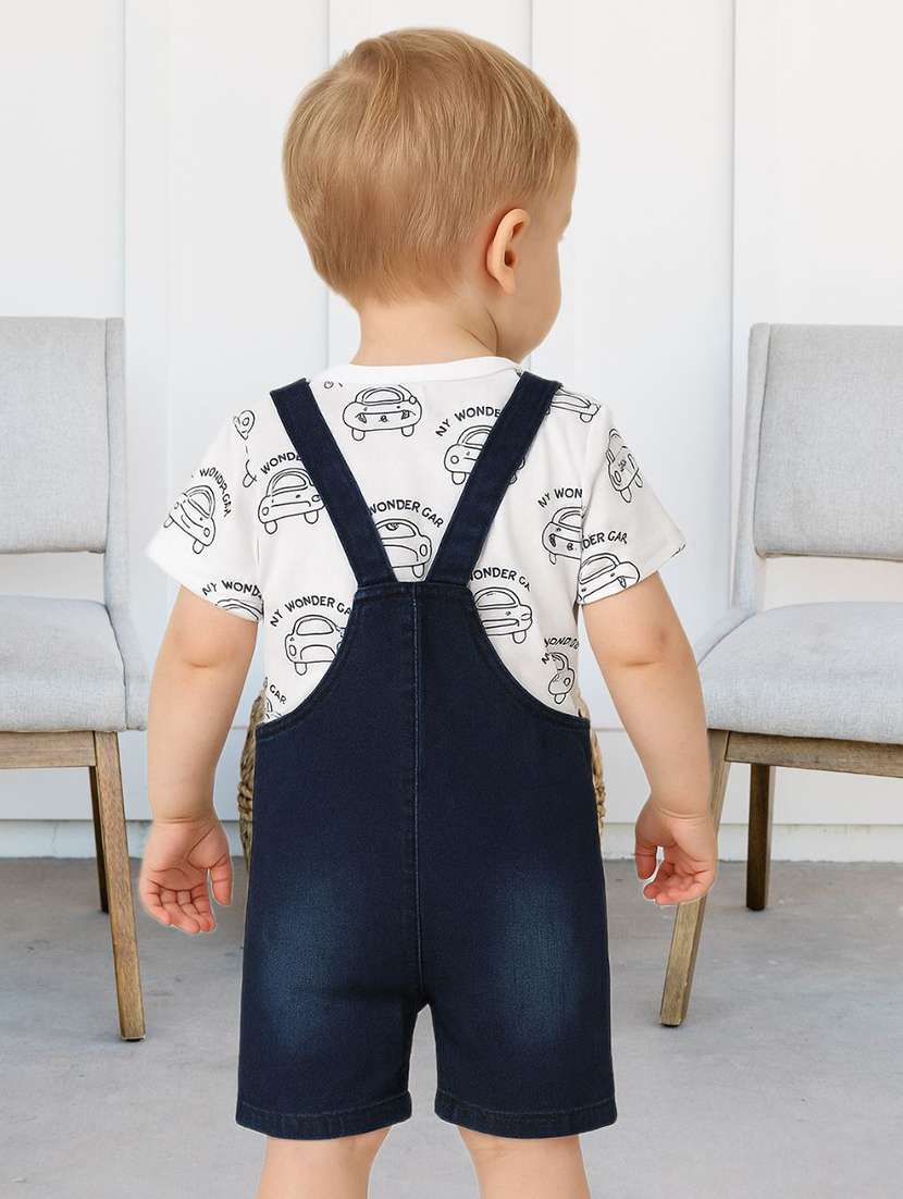 boys printed t-shirt & dungaree casual wear set - 21976564 -  Standard Image - 1