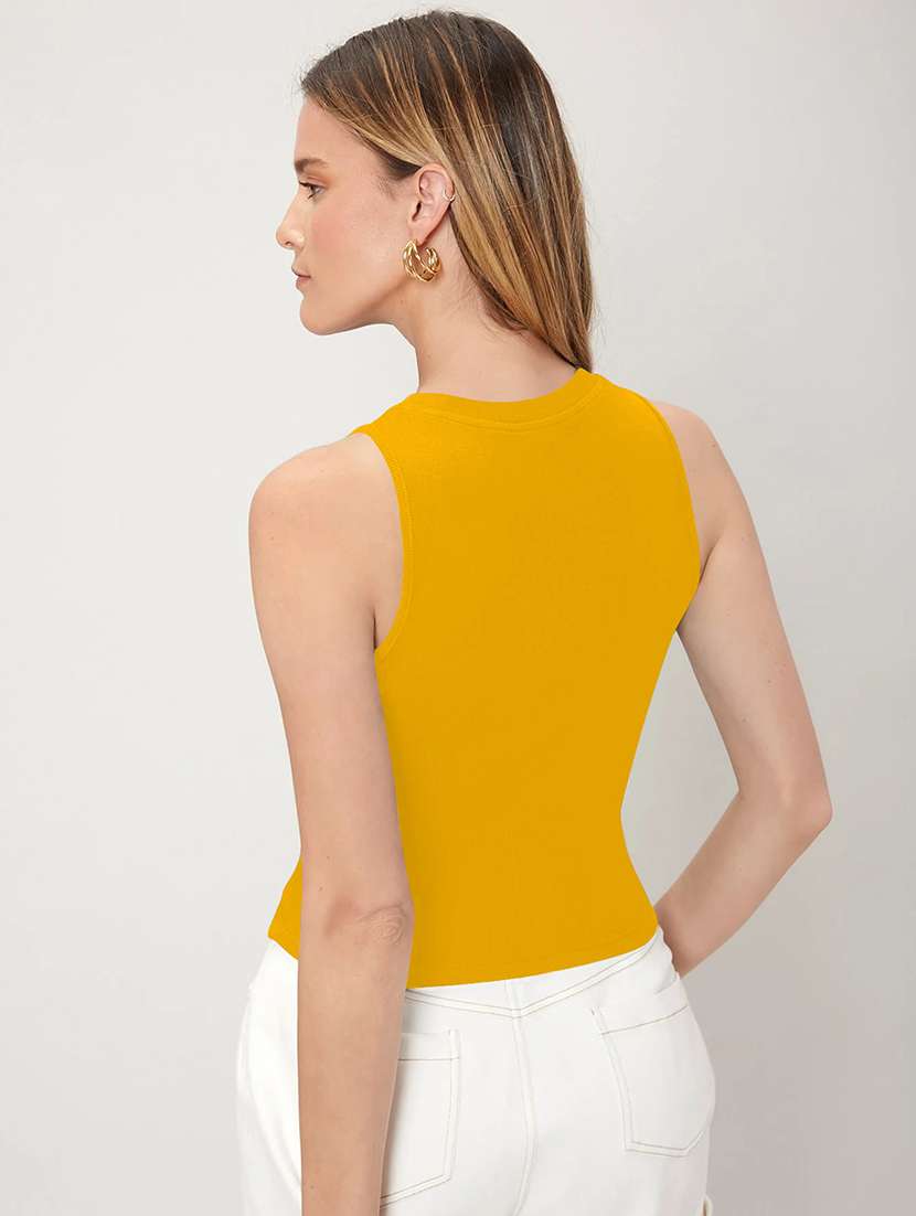 women solid sleeveless crop tank top - 21976575 -  Standard Image - 4