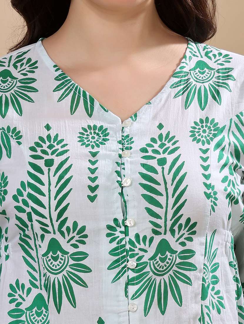 women printed puff sleeve crop top - 21976602 - Standard Image - 4