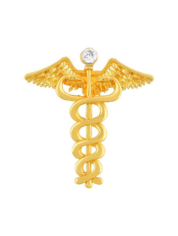 gold plated medical symbol brooch - 21976620 - Standard Image - 1
