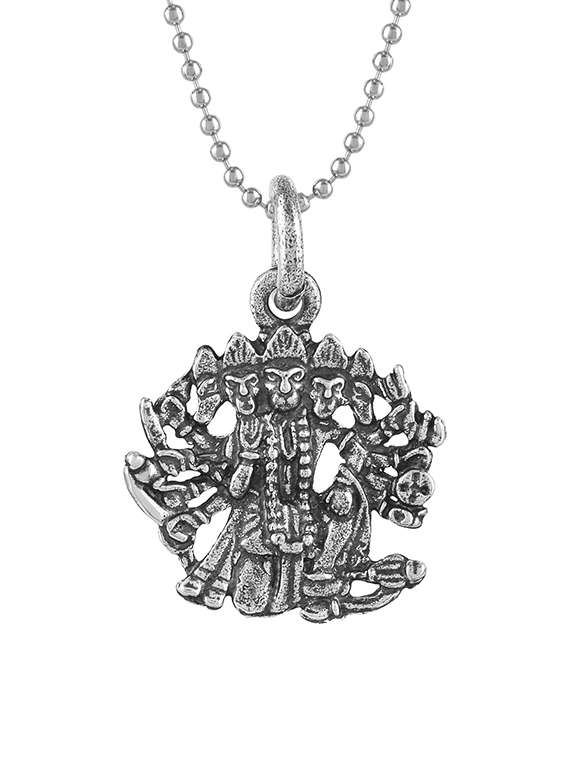 brass antique silver panchmukhi hanuman bajrang bali pendant - 21976623 -  Standard Image - 1