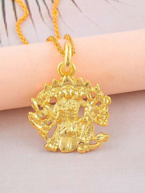 brass micron gold plated panchmukhi hanuman bajrang bali pendant