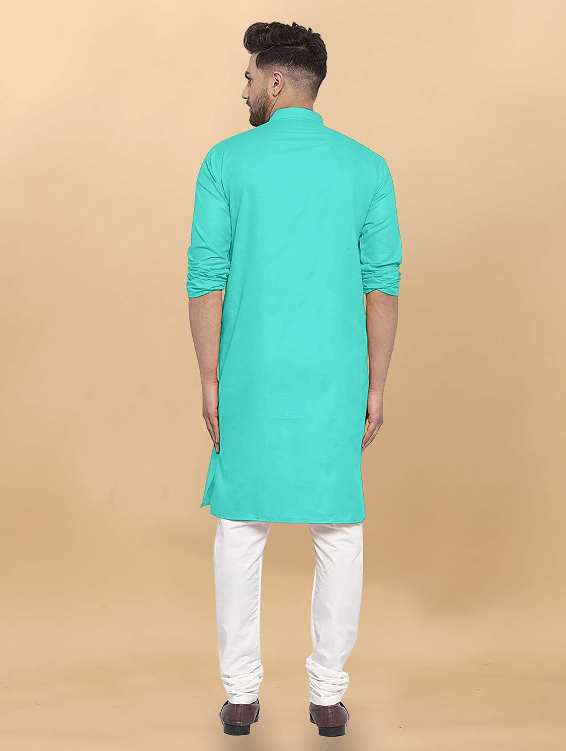 men pack of 2 solid mandarin neck long kurta - 21976638 -  Standard Image - 4