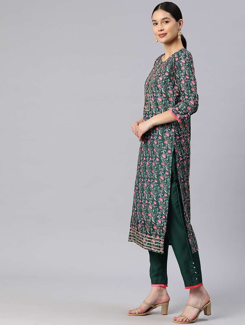 women three quarter sleeve kurta pant with dupatta set - 21976657 -  Standard Image - 1