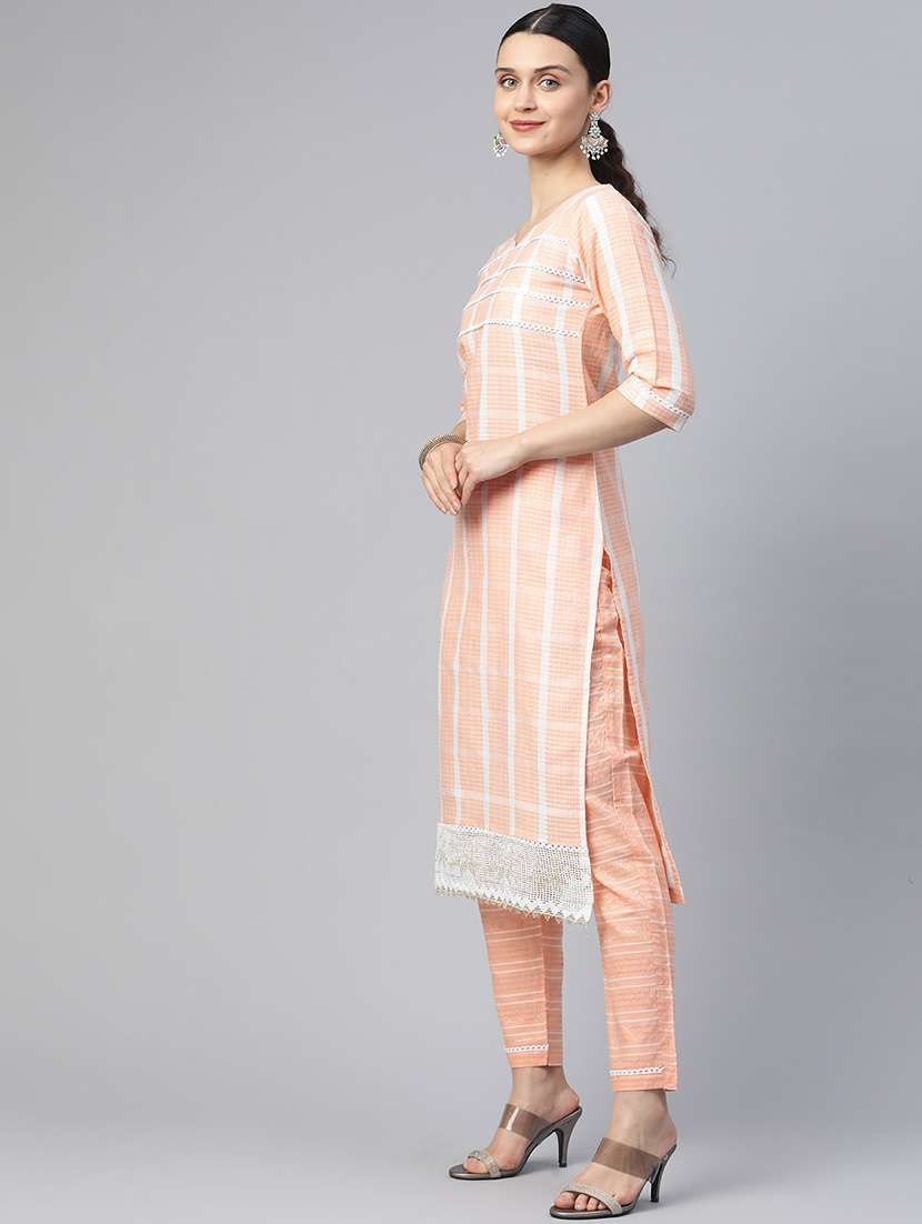 women three quarter sleeve kurta pant with dupatta set - 21976662 -  Standard Image - 1