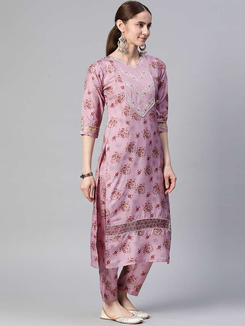 women three quarter sleeve kurta pant with dupatta set - 21976663 -  Standard Image - 1