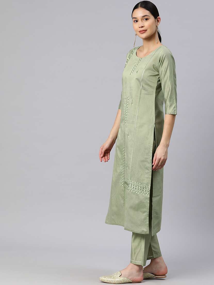 women three quarter sleeve kurta pant with dupatta set - 21976666 -  Standard Image - 1