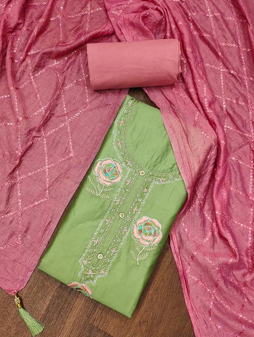 women solid with work embroidered unstitched suit set - 21976677 - Standard Image - 0