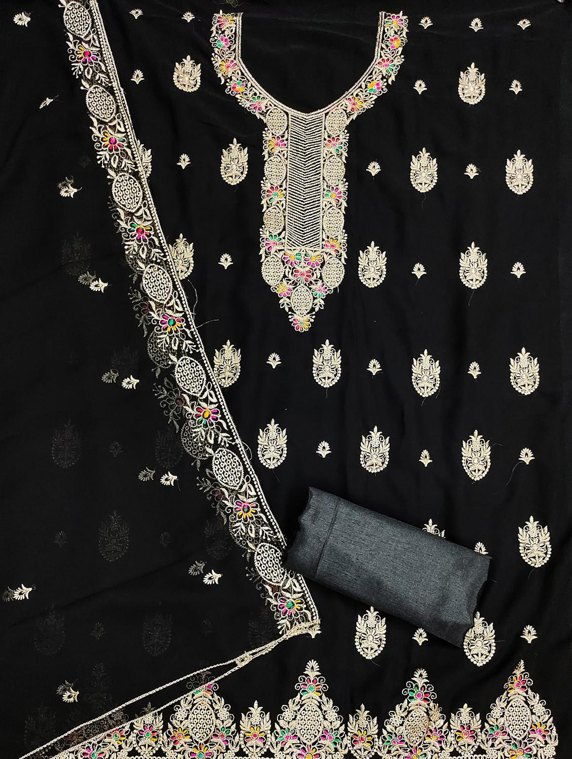 women solid with work embroidered unstitched suit set - 21976692 - Standard Image - 1