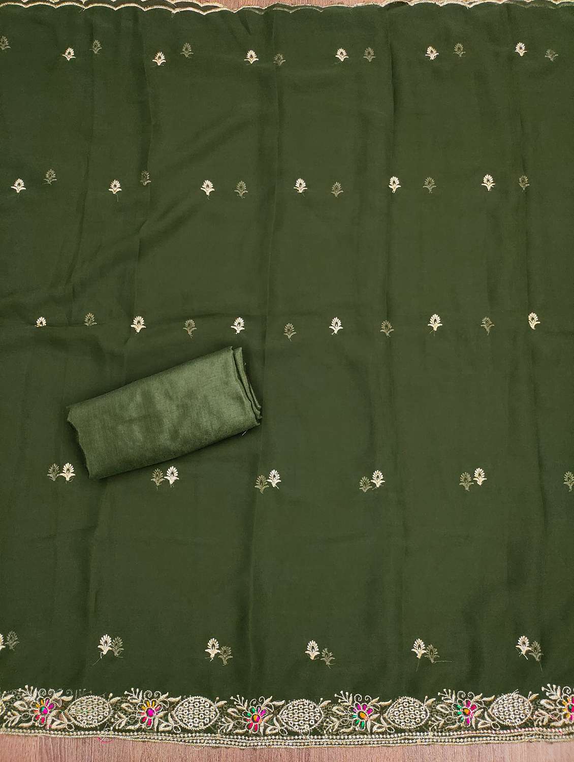 women solid with work embroidered unstitched suit set - 21976694 -  Standard Image - 1