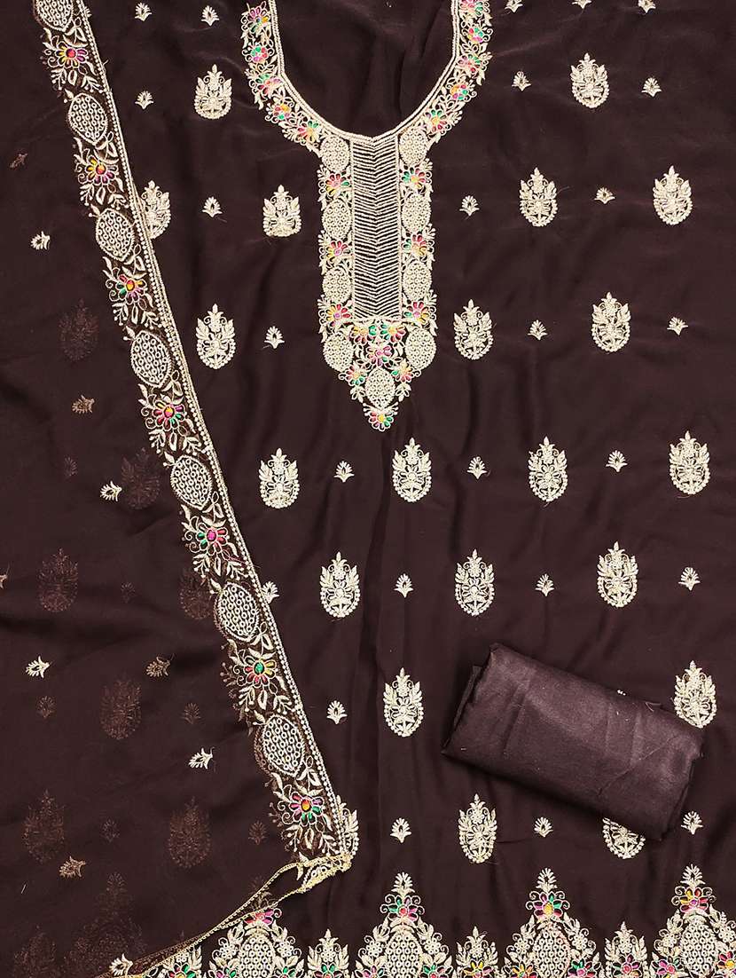 women solid with work embroidered unstitched suit set - 21976697 -  Standard Image - 1