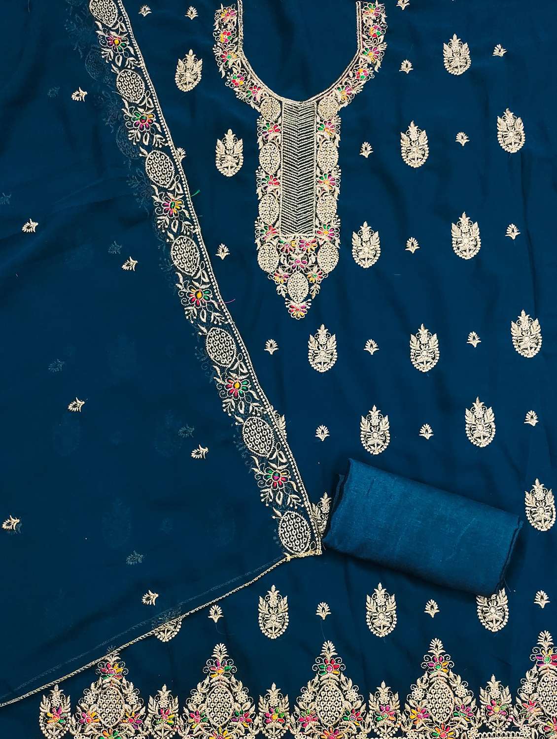 women solid with work embroidered unstitched suit set - 21976698 -  Standard Image - 1