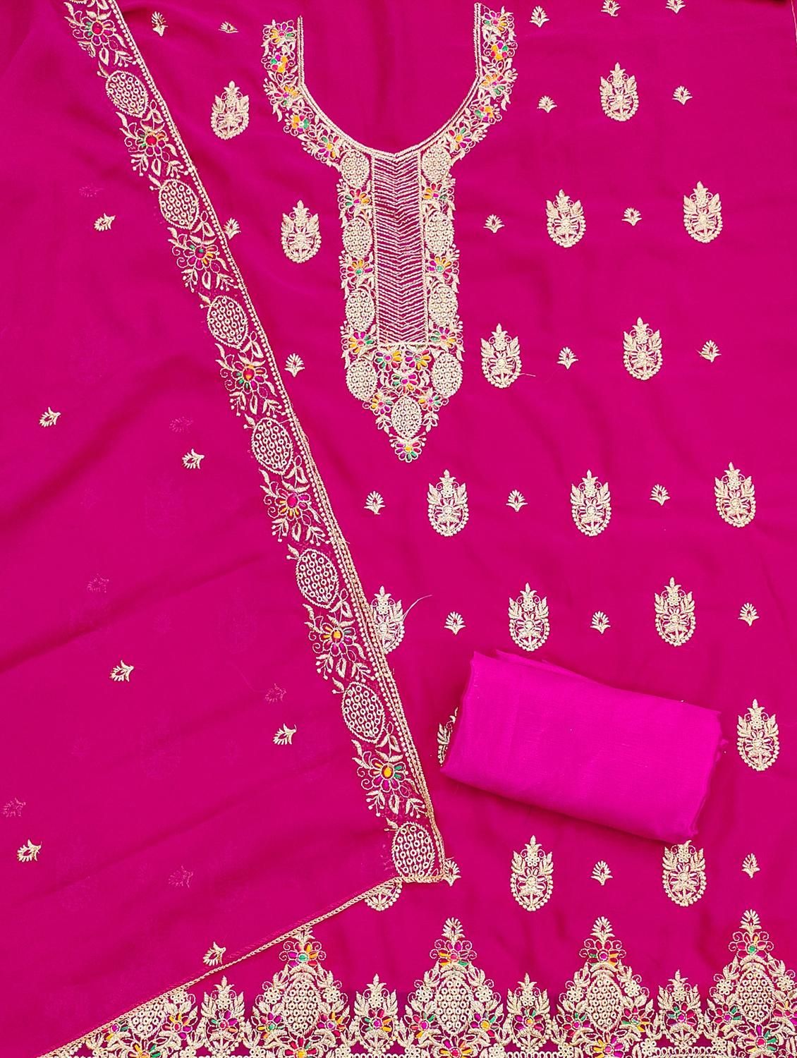 women solid with work embroidered unstitched suit set - 21976699 -  Standard Image - 1