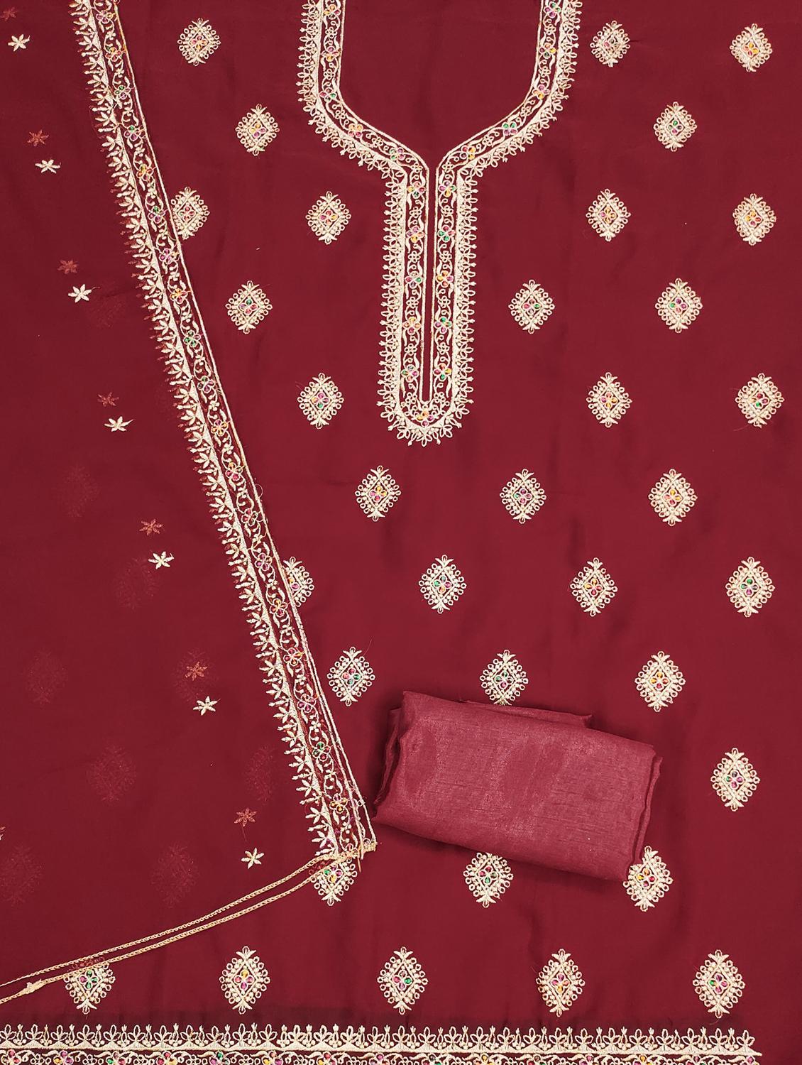 women solid with work embroidered unstitched suit set - 21976785 -  Standard Image - 1