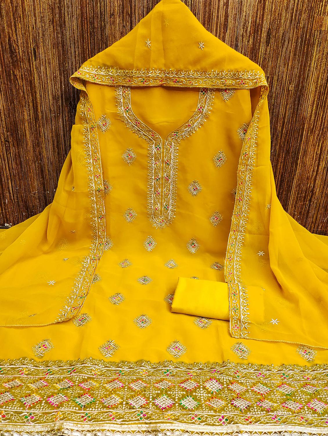 women solid with work embroidered unstitched suit set - 21976786 - Zoom Image - 0