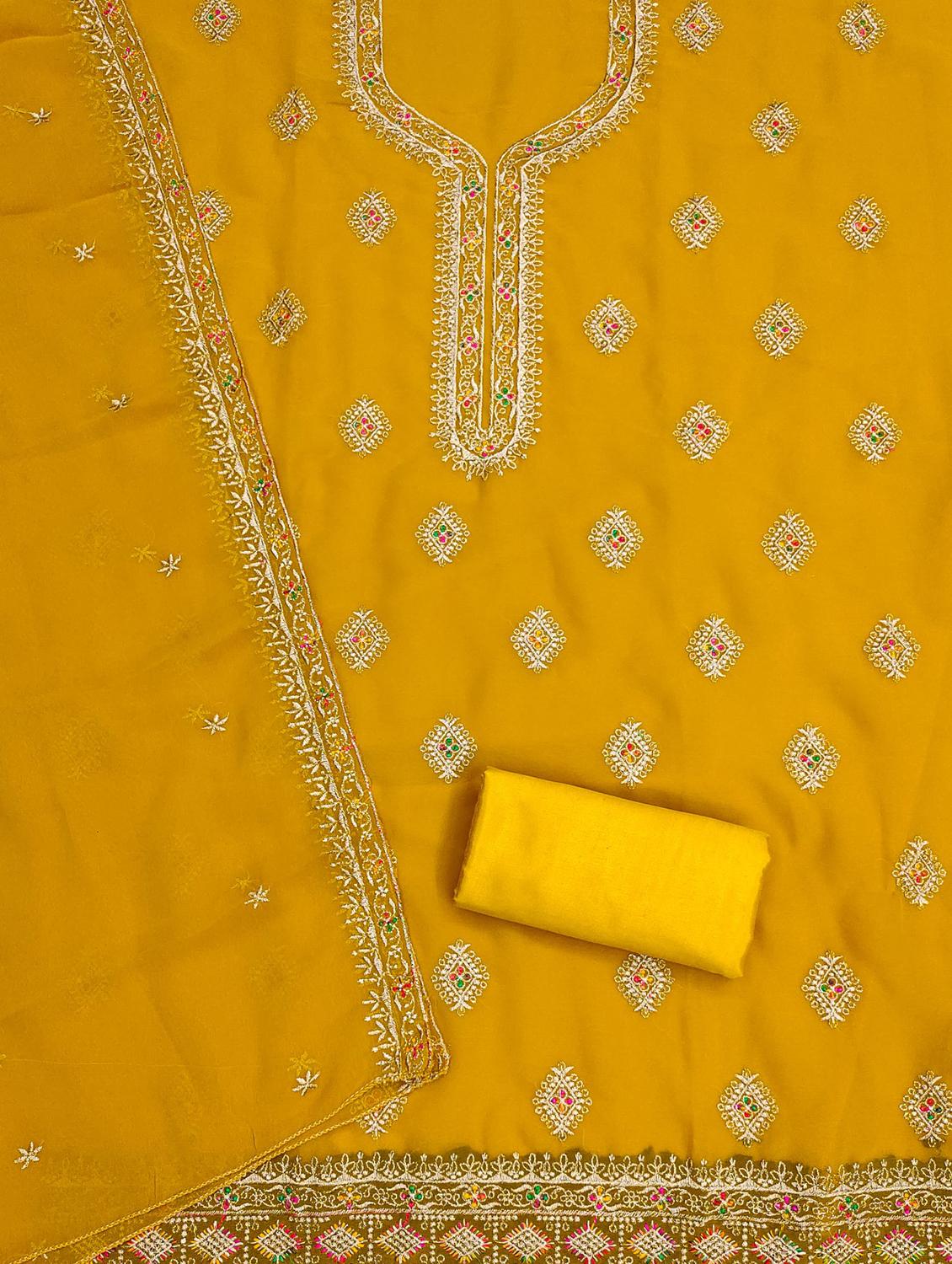 women solid with work embroidered unstitched suit set - 21976786 -  Standard Image - 1