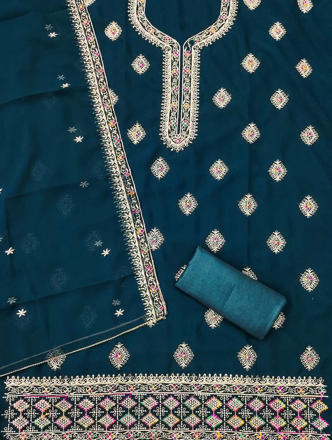 women solid with work embroidered unstitched suit set - 21976788 -  Standard Image - 1