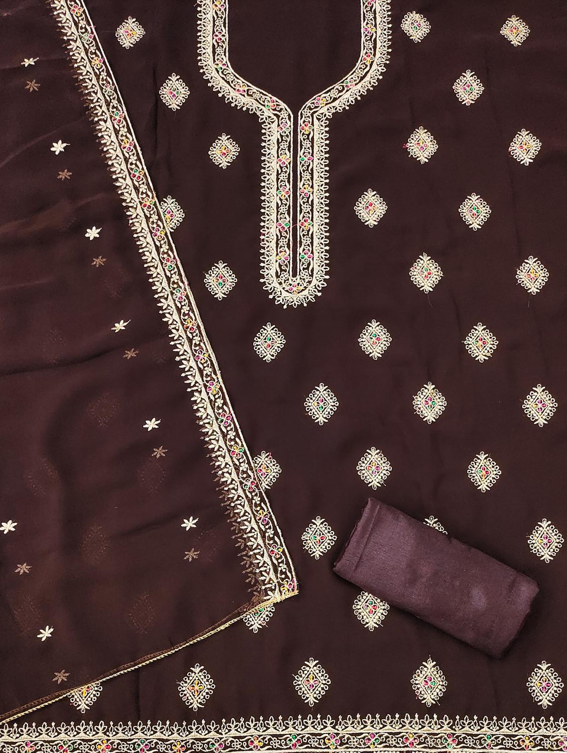women solid with work embroidered unstitched suit set - 21976789 -  Standard Image - 1