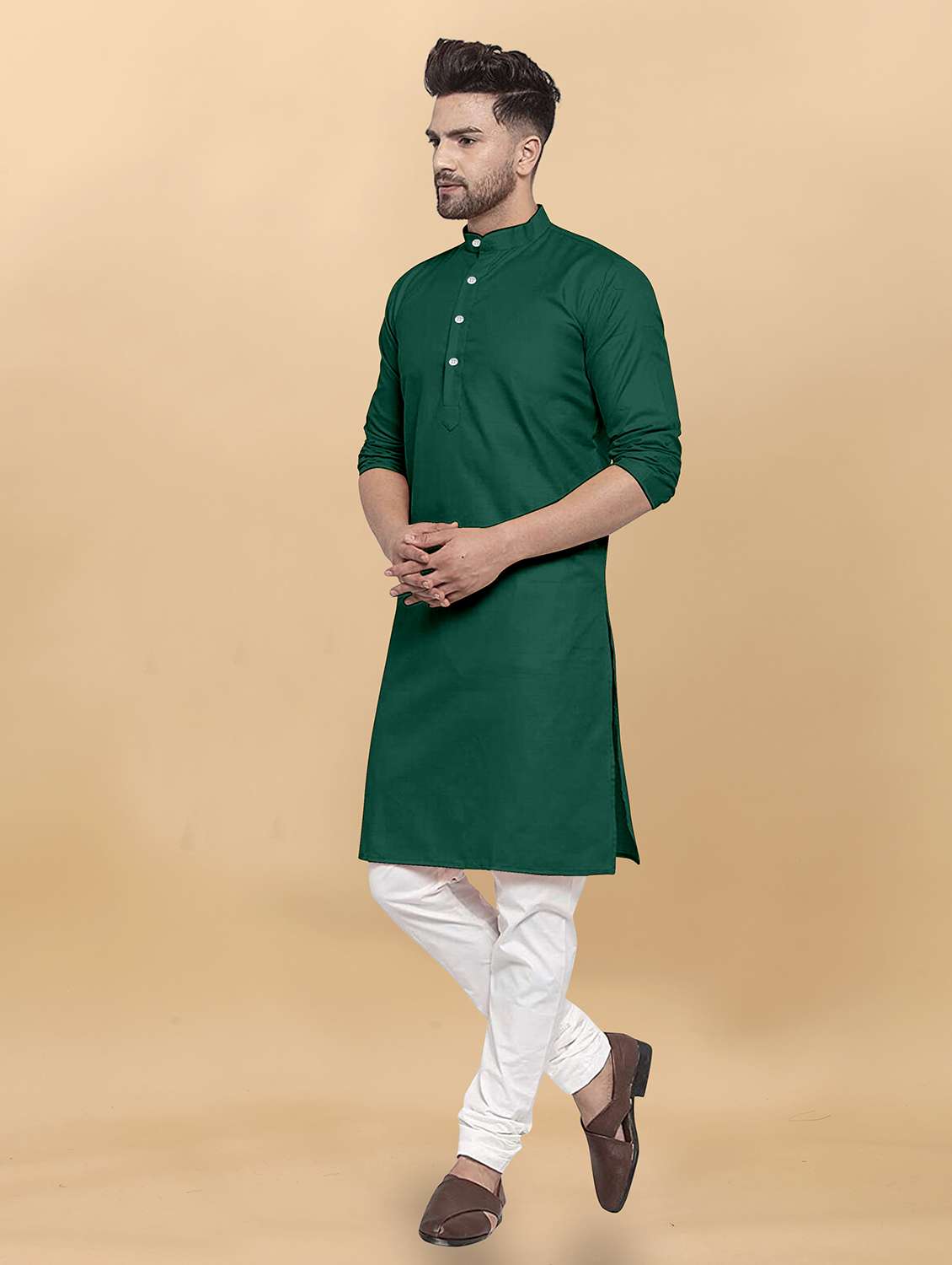 men pack of 2 solid mandarin neck long kurta - 21976836 -  Standard Image - 1