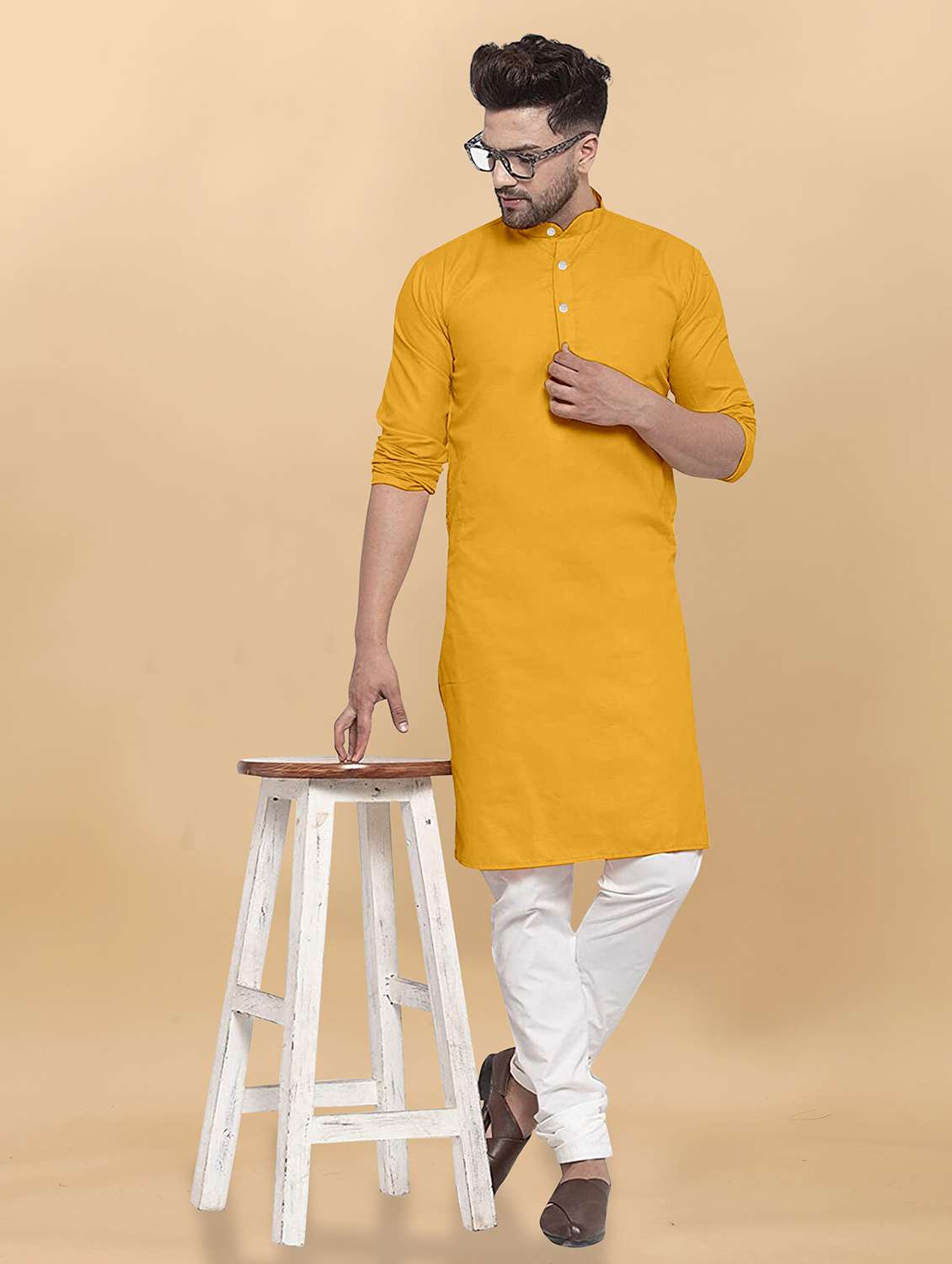 men pack of 2 solid mandarin neck long kurta - 21976852 -  Standard Image - 4