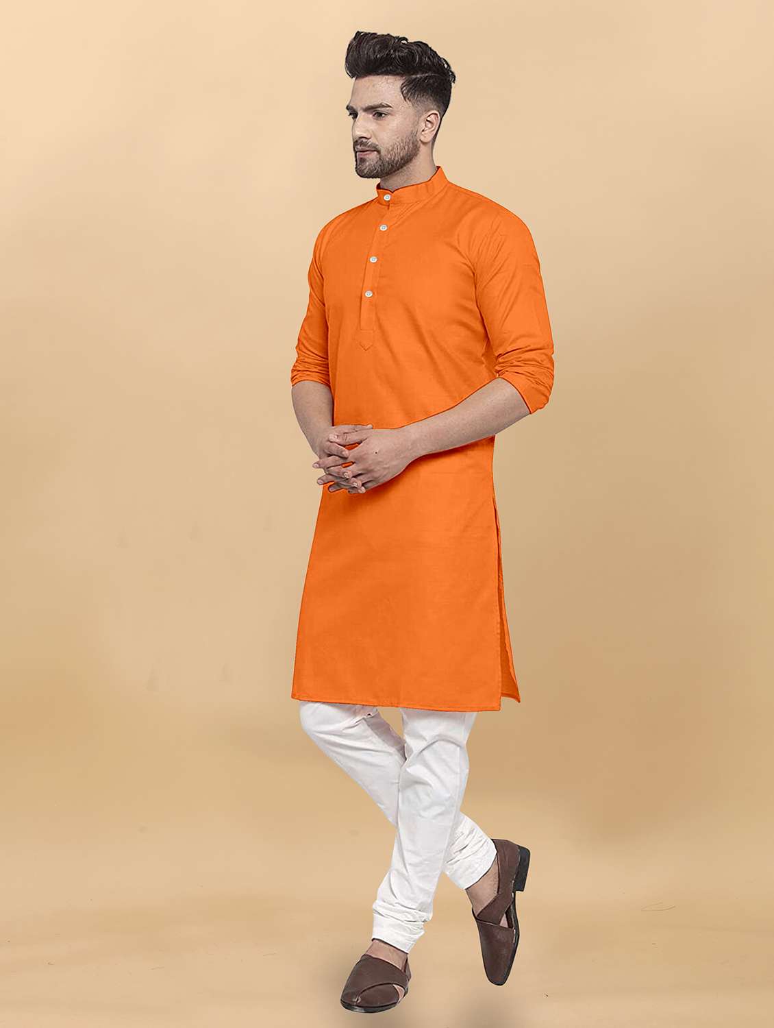 men pack of 2 solid mandarin neck long kurta - 21976857 -  Standard Image - 1